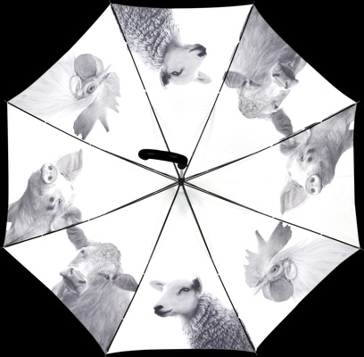 Paraguas Animales de Granja Blanco y Negro